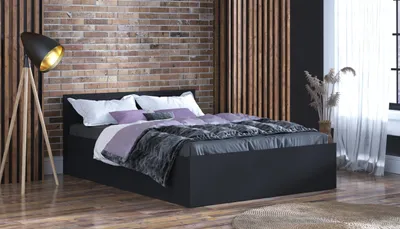 Produktbild von KomfortWelt24 Bett mit Matratze und praktischem Bettkasten - Bequemer Bett 200x120 cm PARTY1 Schwarz