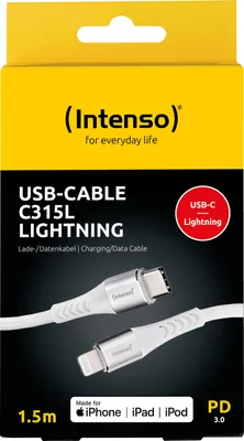 Produktbild von Intenso 7902002, 1,5 m, USB C, USB C/Lightning, Männlich, Männlich, Weiß