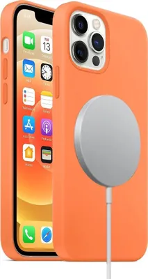 Produktbild von Mobigear Rubber Touch iPhone 12 Pro Max Silikon MagSafe Hülle Backcover - Orange