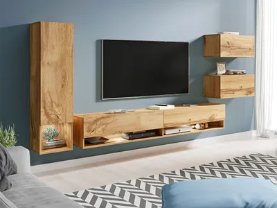 Produktbild von MIRJAN24 Wohnwand Amadeo, Stilvoll Wohnzimmer-Set, TV-Schrank, Mediawand (Wotan, mit Beleuchtung)