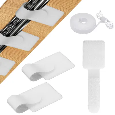 Productafbeelding van Kabelclips zelfklevend 50 stuks + 1 meter klittenband voor kabelbeheer