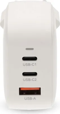 Produktbild von Nedis Netzladegerät - 70 W - GaN - PD3.0 - 1.5 / 2.25 A / 2.5 / 3.0 / 3.5 A - Anzahl der Ausgänge: 3 - USB-A / 2x USB-C - Automatische Spannungswahl - Weiss