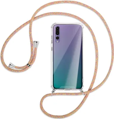 Produktbild von Handykette Backcover-Schutzhülle mit Band (Metall silberfarben) für Huawei P20 Pro - Rainbow