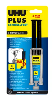 Produktbild von UHU UHU plus schnellfest 2K-Kleber Doppelkammerspritze inkl. statischem Mischer 15,g - 45655