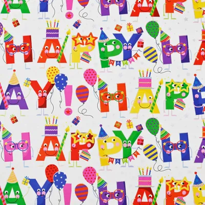 Produktbild von Geschenkpapier Geburtstag 70cm x 2m Rolle mit Luftballons & Partydeko