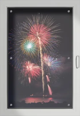 Produktbild von Wallario Lichtschutzbild, Dekorativer Sichtschutz Sonnenschutz 60 x 93 cm mit Motiv: Feuerwerk bei Nacht - Verdunklung ohne Bohren