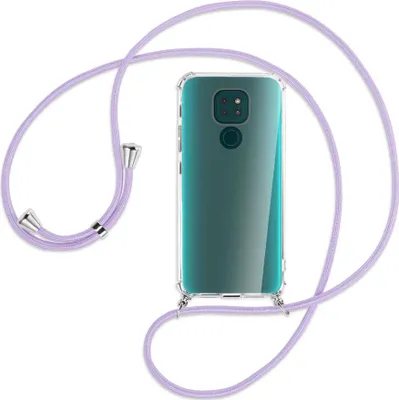Produktbild von Handykette Backcover-Schutzhülle mit Band (Metall silberfarben) für Motorola Moto G9 / G9 Play - violett