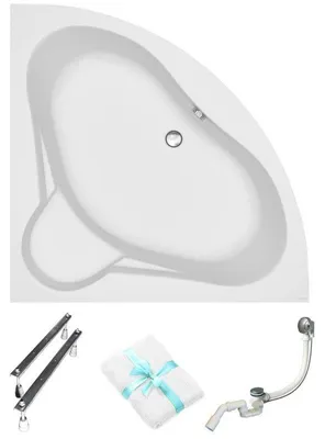Produktbild von Aqua For You | Cersanit Venus Badewanne - Eckbadewanne - 140x140 Cm - Trapezform - Inklusive Syfon Und Beinen - Acryl - Antibakterielle Beschichtung