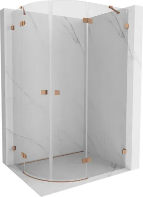 Image de Mexen Lunar cabine de douche semi-circulaire pivotante droite 100 x 90 cm, transparent, cuivre brossé - 833-100P-090L-65-00