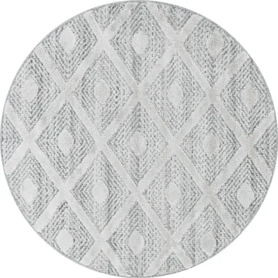 Produktbild von Homebyhome Teppich Wohnzimmer Hoch-Tief Effekt 3D Optik Skandinavische Boho Design Elegante Hochflor Teppich Flauschig, Grösse: 80 cm Rund