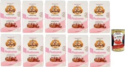 Produktbild von Caputo Pasticceria "00" weicher Weizenmehl, Ideal Mehl für die Herstellung von Gebäck, Torten, Schwammkuchen und Backkuchen, 10x 1 kg Italian Gourmet polpa 400g