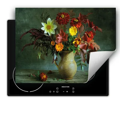 Produktbild von DarHaus Herdabdeckplatte 80x52 cm Anti Rutsch Matte Aufrollbar, grün - Blumenstrauß
