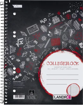 Produktbild von LANDRÉ Collegeblock "College" DIN A5 kariert 80 Blatt