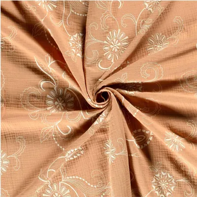 Produktbild von Musselin Stoff floral bestickt ab 50x130cm  Double Gauze Mulltuch