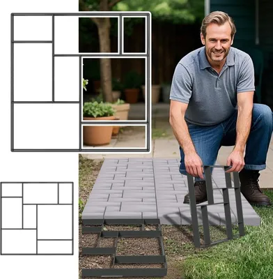 Obrázok produktu pre JOIEYOU 2 kusy DIY betónová forma 50x50cm debnenie forma dlažba cesta liatie formy betónová šablóna dlažba šablóna plast pre stupňovité záhradné trávnik cesty, námestie A