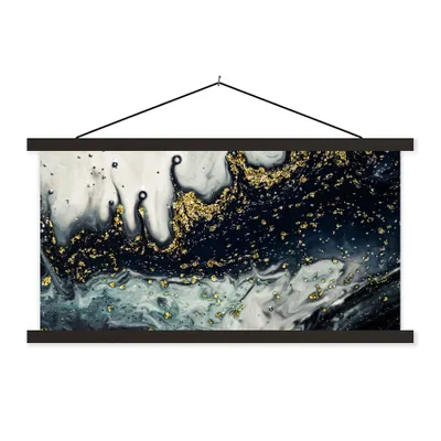 Produktbild von MuchoWow® Textilposter Marmor - Abstrakt - Gold - Luxus 60x30 cm mit schwarzem Rahmen - Textilien