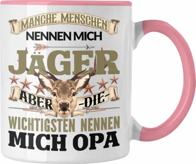 Produktbild von Trendation - Opa Jäger Tasse Geschenk Jagd Geschenkidee für besten Jäger Opa Vatertag (Rosa)