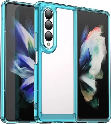 Produktbild von König Design Hülle kompatibel mit Samsung Galaxy Z Fold4 5G Kunststoff Soft Handyhülle - Handy Case Transparent Blau