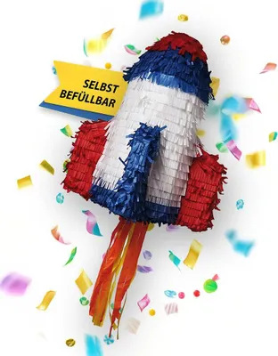 Produktbild von Party Factory Raketen Pinata Kinder Partyspiel, Schlag-Pinata, Kindergeburtstag, Dekoration zum Geburtstag