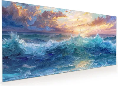 Produktbild von Küchenrückwand Spritzschutz Glas mit Motiv Wellen und Himmel 40 x 40 cm