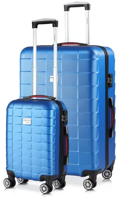 Produktbild von MONZANA® 2er Set Koffer Boardcase M, XL Gelgriffe TSA Schloss Reisekoffer Trolley Kofferset Handgepäck blau
