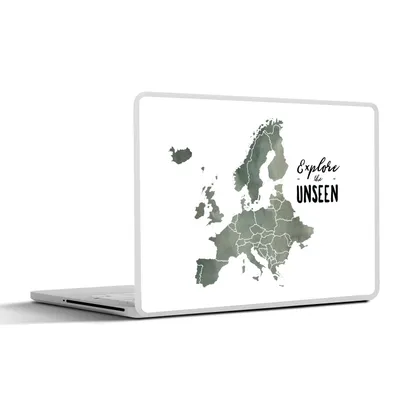 Produktbild von MuchoWow® Laptop Aufkleber Sticker Cover Europa Karte - Grau - Zitate 36.5x27.5 cm - Laptop-Sticker