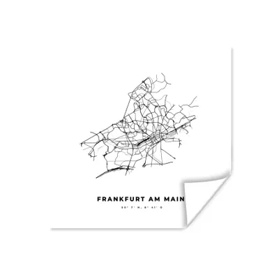 Produktbild von MuchoWow® Poster Stadtplan - Schwarz-weiß - Karte - Frankfurt am Main - Deutschland 75x75 cm - Wand Dekoration