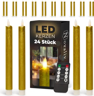 Produktbild von LED Stabkerzen 24 Stück ECHTWACHS WEISS - mit Timer Funktion 6 Stunden - 23cm Höhe für Kerzen 2,2cm Durchmesser 2 AAA Batterien notwendig LED Stabkerzen 4er Set 6x WEISS bewegliche Flamme Licht