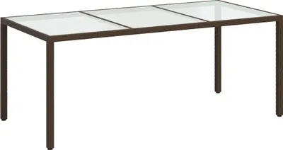 Produktbild von vidaXL Gartentisch Braun 190x90x75 cm Gehärtetes Glas und Poly Rattan