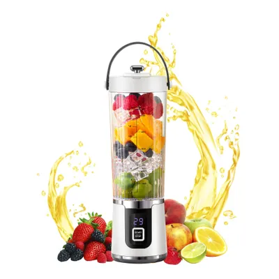 Produktbild von Zimilo Tragbarer Mixer mit 10 Edelstahlklingen, 600ml Mixer Smoothie Maker, USB Wiederaufladbar Blender, Eis-Crusher & Frucht-Smoothie-Becher, Weiß