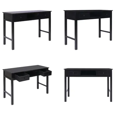 Image de vidaXL Bureau noir 110 × 45 × 76 cm en bois - Bureau - Bureaux - Table de travail - Tables de travail