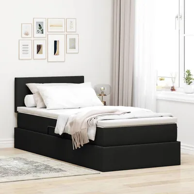 Obrázok produktu pre Maison Exclusive – LED posteľ s úložným priestorom a matracom, čierna, 90 x 200 cm, látka