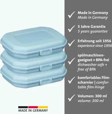 Immagine prodotto di Westmark 3 Snack-boxen Mini 300 ml, blau, 235122EB