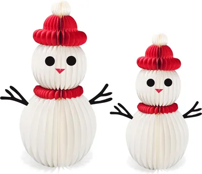 Produktbild von Schneemann-Ornamente aus Papier in Wabenform, 3D-Weihnachts-Schneemann-Tafelaufsatz für den Winter, Tischaufsatz, Heimdekoration
