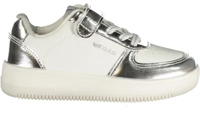 Image de Chaussures de sport pour filles, blanches, avec fermeture velcro et détails argentés