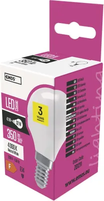 LED žárovka Classic Mini Globe / E14 / 4,1 W (32 W) / 350 lm / neutrální bílá