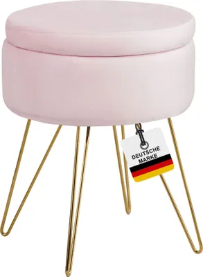 Obrázek produktu pro Taburet Albatros s úložným prostorem Taburet Cannes s úložným prostorem, moderní design, elegantní sametový potah sedák lavice s úložným prostorem ideální jako podnožka taburet toaletní stolek taburet, růžový