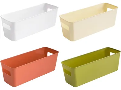 Obrázek produktu pro Skládací plastové úložné boxy s rukojeťmi, 4 kusy, vhodné do kuchyně, koupelny, kanceláře, dětského pokoje, dostupné ve 4 barvách