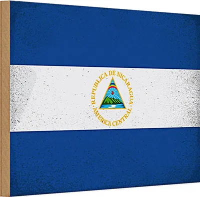 Produktbild von Holzschild Flagge Nicaragua 30x20cm Flag Nicaragua Vintage