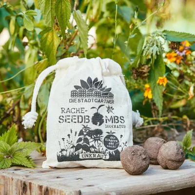 Image de Bombes à graines « mauvaises herbes » - 8 bombes à graines dans un sac en jute