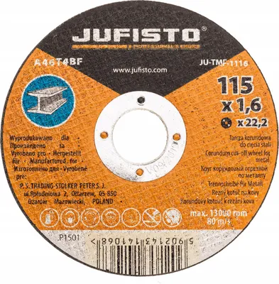 Produktbild von Jufisto Korund-Trennscheibe 115 x 1.6 x 22.2 mm für Stahl