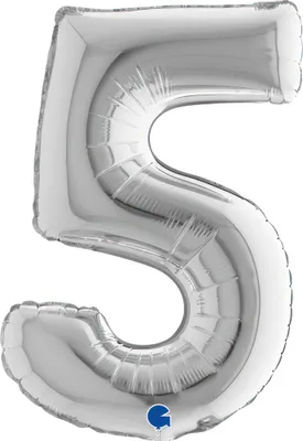 Produktbild von 14"/Ø36cm Mini Zahlen Folienballon | Silber #5