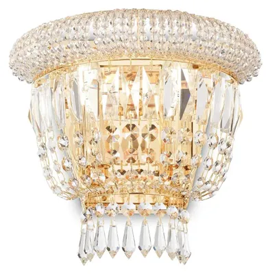 Obrázek produktu pro Klasické nástěnné svítidlo Dubai Metal-Crystal Brass 2 světla E14