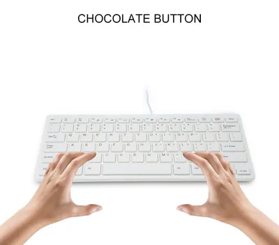 Obrázek produktu pro USB Mini Keyboard with Chocolate Buttons Stylish and Portable Keyboard for Desktop, Laptop Use at Home and Office (White)