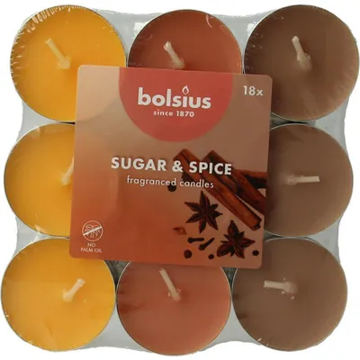 Productafbeelding van Bolsius Geurtheelicht Multi Colour Brick 18 Sugar & Spice (18 stuks)