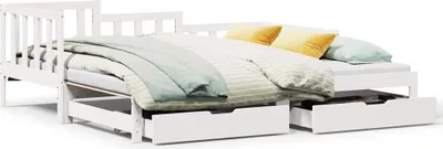 Produktbild von vidaXL Tagesbett Ausziehbar mit Schubladen ohne Matratze Weiß 90x190cm