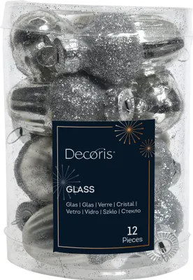 Produktbild von Christbaumschmuck Eichel Glas Ø 3 cm x 4 cm 12 Stück silber