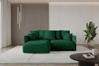 Produktbild von ALTDECOR Ecksofa mit Schlaffunktion und Bettkasten ONESK-L  216x177x72 cm  Grün - Corner Sofa Eckcouch Couch L-Form  angeordnet Schlafcouch Ausziehbar Wohnlandschaft