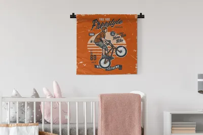Produktbild von MuchoWow® Wandteppich Wandbehang Fahrrad - Mann - Retro 60x60 cm Tapisserie Dekoration Wandtuch - Dekorationen - Wand Decke