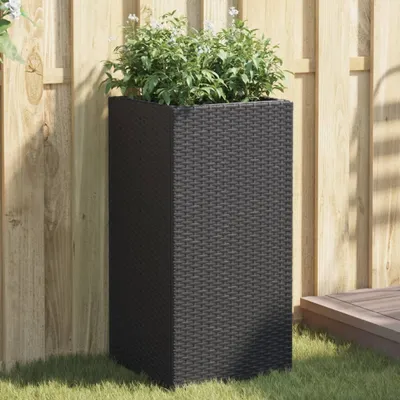 Produktbild von Design Pflanzkübel Schwarz 40x40x80 cm Poly Rattan, Gabionen 2024 Neu